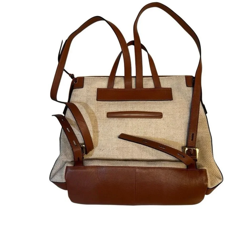 Lodis Summer Backpack Pippa Jute Cotton Leather Detailed Bag